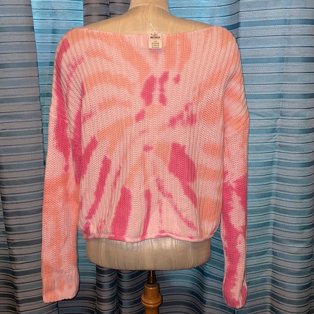 Pink Tye Dye Crop Sweater - Picture 3 of 6